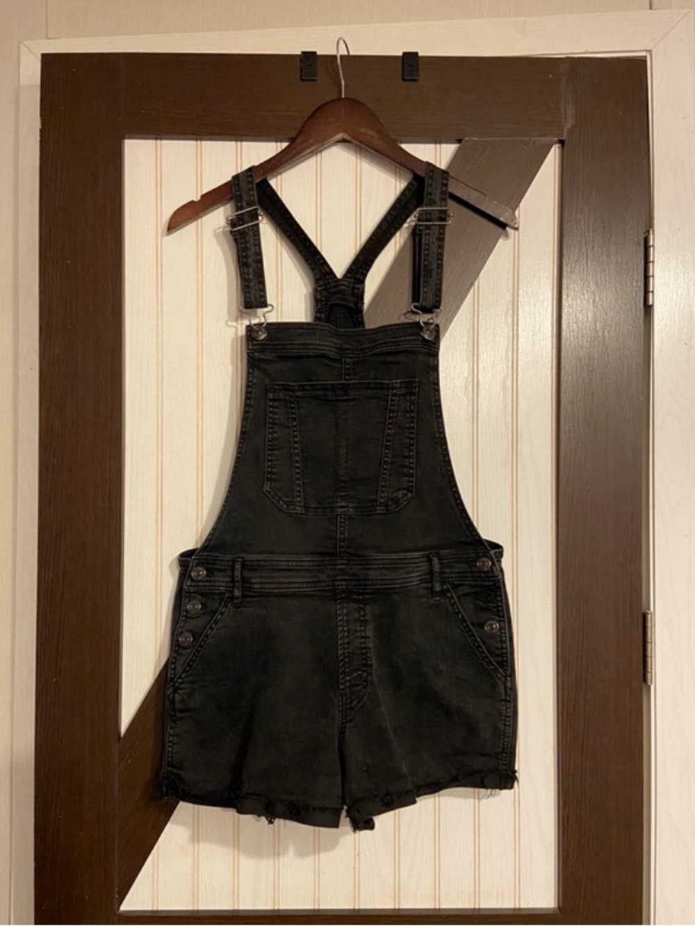 Abercrombie & Fitch Black Denim Short Overalls